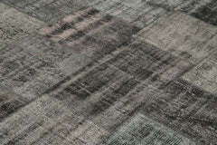 Kirk Yama Black Patchwork Cotton Wool Handmade Area Rug 8'5'' x 9'11''