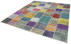 Kirk Yama Blue Patchwork Cotton Wool Handmade Area Rug 8'2'' x 9'9''