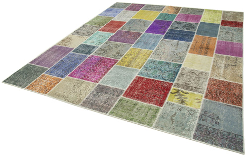 Kirk Yama Blue Patchwork Cotton Wool Handmade Area Rug 8'2'' x 9'9''