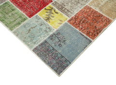Kirk Yama Blue Patchwork Cotton Wool Handmade Area Rug 8'2'' x 9'9''