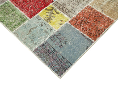 Kirk Yama Blue Patchwork Cotton Wool Handmade Area Rug 8'2'' x 9'9''