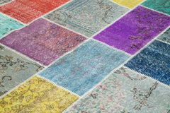 Kirk Yama Blue Patchwork Cotton Wool Handmade Area Rug 8'2'' x 9'9''