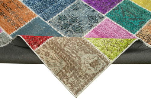 Kirk Yama Blue Patchwork Cotton Wool Handmade Area Rug 8'2'' x 9'9''