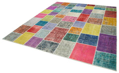 Kirk Yama Blue Patchwork Cotton Wool Handmade Area Rug 8'3'' x 9'10''
