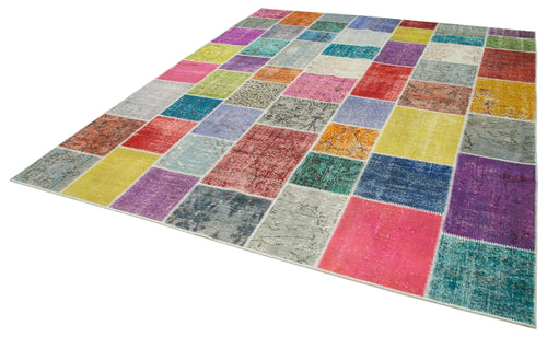 Kirk Yama Blue Patchwork Cotton Wool Handmade Area Rug 8'3'' x 9'10''