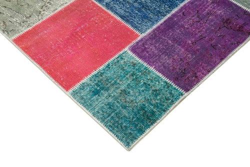 Kirk Yama Blue Patchwork Cotton Wool Handmade Area Rug 8'3'' x 9'10''