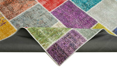 Kirk Yama Blue Patchwork Cotton Wool Handmade Area Rug 8'3'' x 9'10''