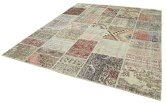 Kirk Yama Blue Patchwork Cotton Wool Handmade Area Rug 8'2'' x 9'11''