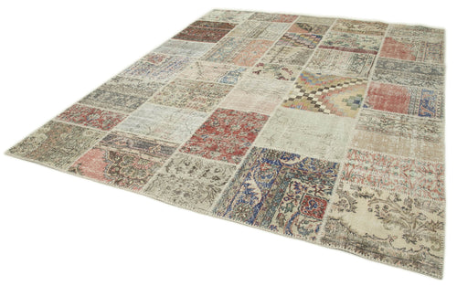 Kirk Yama Blue Patchwork Cotton Wool Handmade Area Rug 8'2'' x 9'11''