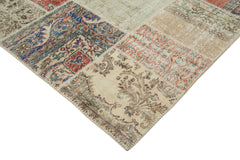 Kirk Yama Blue Patchwork Cotton Wool Handmade Area Rug 8'2'' x 9'11''