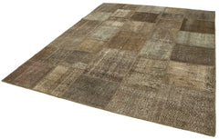 Kirk Yama Brown Patchwork Cotton Wool Handmade Area Rug 7'10'' x 10'0''