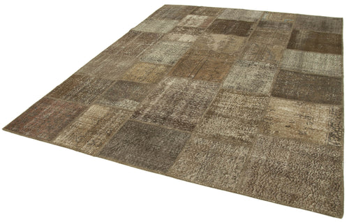 Kirk Yama Brown Patchwork Cotton Wool Handmade Area Rug 7'10'' x 10'0''