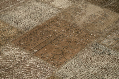 Kirk Yama Brown Patchwork Cotton Wool Handmade Area Rug 7'10'' x 10'0''