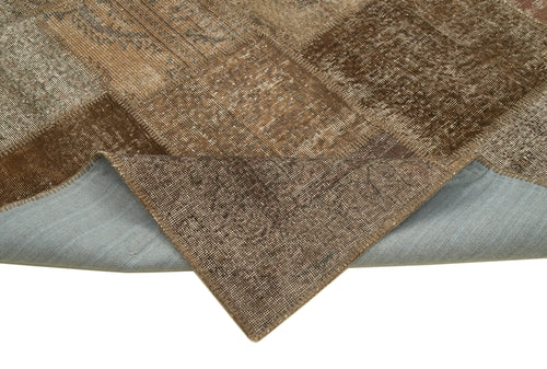 Kirk Yama Brown Patchwork Cotton Wool Handmade Area Rug 7'10'' x 10'0''