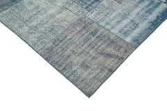 Kirk Yama Blue Patchwork Cotton Wool Handmade Area Rug 8'0'' x 9'8''