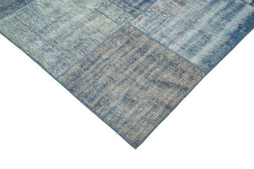 Kirk Yama Blue Patchwork Cotton Wool Handmade Area Rug 8'0'' x 9'8''