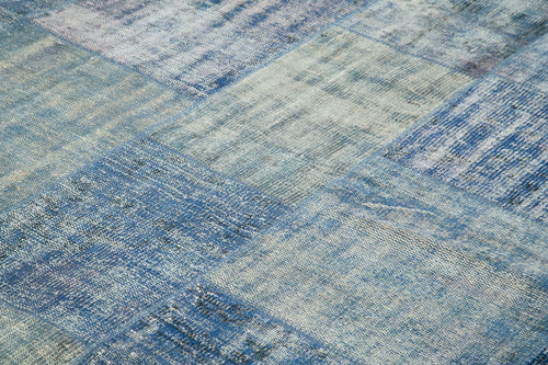 Kirk Yama Blue Patchwork Cotton Wool Handmade Area Rug 8'0'' x 9'8''