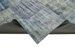 Kirk Yama Blue Patchwork Cotton Wool Handmade Area Rug 8'0'' x 9'8''