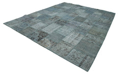 Kirk Yama Blue Patchwork Cotton Wool Handmade Area Rug 9'10'' x 13'1''