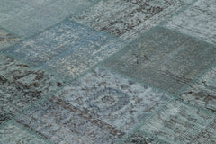 Kirk Yama Blue Patchwork Cotton Wool Handmade Area Rug 9'10'' x 13'1''