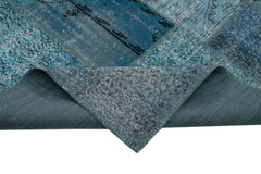 Handmade Area Rug - Kirk Yama Blue Patchwork Wool Cotton Carpet 9'9''x14'0''