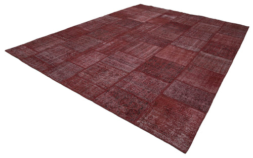 Handmade Area Rug - Red Patchwork Cotton Wool Vintage Turkish Carpet 10x13 Ft