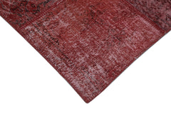 Handmade Area Rug - Red Patchwork Cotton Wool Vintage Turkish Carpet 10x13 Ft