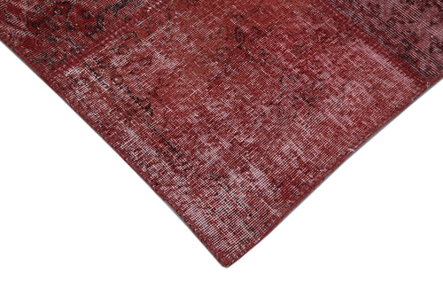Handmade Area Rug - Red Patchwork Cotton Wool Vintage Turkish Carpet 10x13 Ft