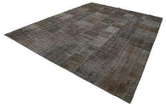Kirk Yama Brown Patchwork Cotton Wool Handmade Area Rug 9'10'' x 13'1''