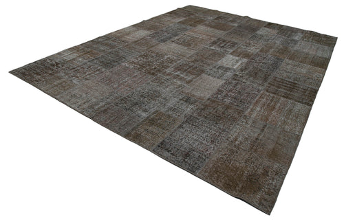 Kirk Yama Brown Patchwork Cotton Wool Handmade Area Rug 9'10'' x 13'1''