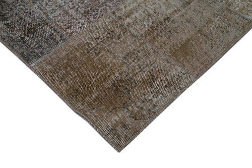 Kirk Yama Brown Patchwork Cotton Wool Handmade Area Rug 9'10'' x 13'1''