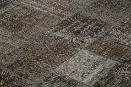Kirk Yama Brown Patchwork Cotton Wool Handmade Area Rug 9'10'' x 13'1''