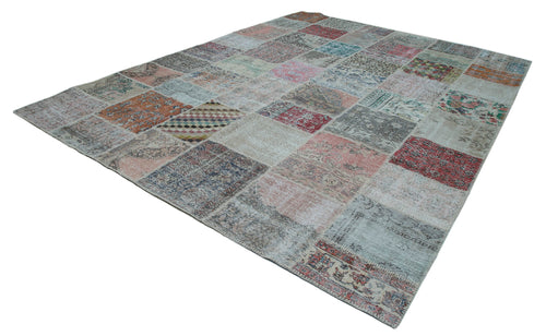 Kirk Yama Blue Patchwork Cotton Wool Handmade Area Rug 9'10'' x 13'2''