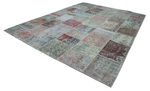 Kirk Yama Blue Patchwork Cotton Wool Handmade Area Rug 9'10'' x 13'3''