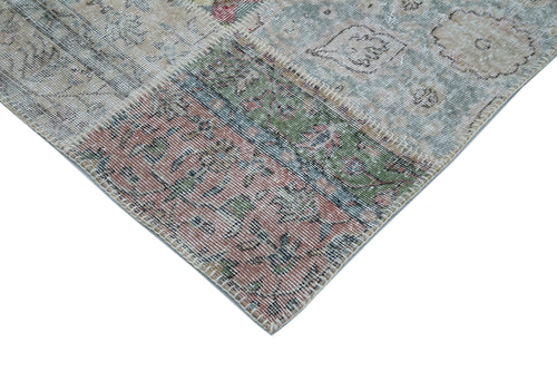 Handmade Area Rug – Blue Patchwork Cotton Wool Carpet 9'11'' x 13'3'' by Agacan