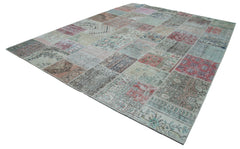 Kirk Yama Blue Patchwork Cotton Wool Handmade Area Rug 9'10'' x 13'1''