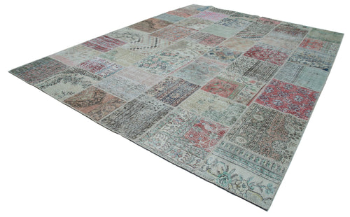 Kirk Yama Blue Patchwork Cotton Wool Handmade Area Rug 9'10'' x 13'1''