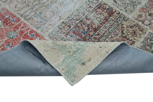 Kirk Yama Blue Patchwork Cotton Wool Handmade Area Rug 9'10'' x 13'1''