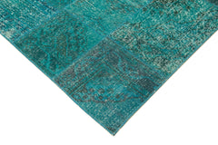 Kirk Yama Turquoise Patchwork Cotton Wool Handmade Area Rug 8'3'' x 9'10''