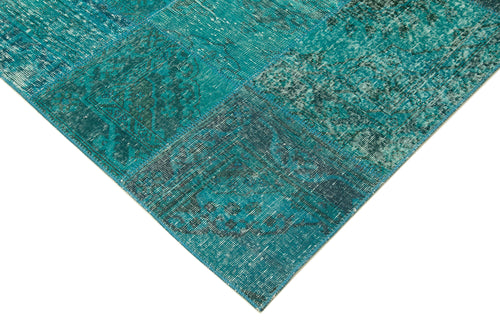 Kirk Yama Turquoise Patchwork Cotton Wool Handmade Area Rug 8'3'' x 9'10''