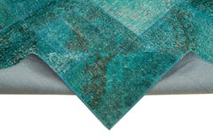 Kirk Yama Turquoise Patchwork Cotton Wool Handmade Area Rug 8'3'' x 9'10''