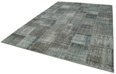 Kirk Yama Grey Patchwork Cotton Wool Handmade Area Rug 8'2'' x 11'6''