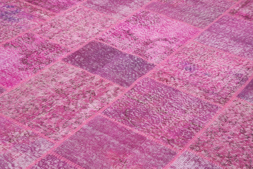 Kirk Yama Pink Patchwork Cotton Wool Handmade Area Rug 8'2'' x 11'6''
