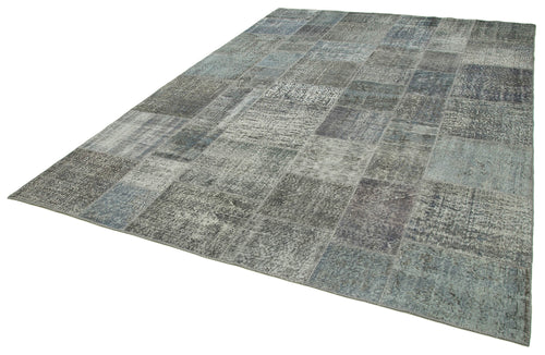 Kirk Yama Grey Patchwork Cotton Wool Handmade Area Rug 8'2'' x 11'6''