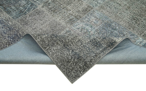 Kirk Yama Grey Patchwork Cotton Wool Handmade Area Rug 8'2'' x 11'6''
