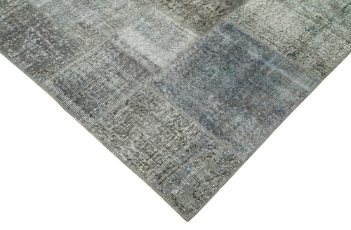 Handmade Area Rug – Grey Patchwork Cotton Wool Turkish Hand Knotted Carpet 8'2"x11'6"
