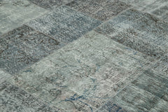 Handmade Area Rug – Grey Patchwork Cotton Wool Turkish Hand Knotted Carpet 8'2"x11'6"