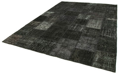 Kirk Yama Black Patchwork Cotton Wool Handmade Area Rug 8'2'' x 11'7''