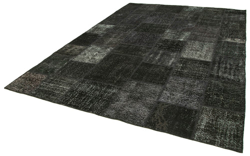 Kirk Yama Black Patchwork Cotton Wool Handmade Area Rug 8'2'' x 11'7''