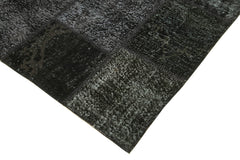 Kirk Yama Black Patchwork Cotton Wool Handmade Area Rug 8'2'' x 11'7''